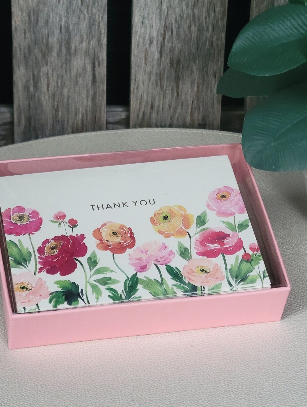 Floral Thank You Cards in Pink Box